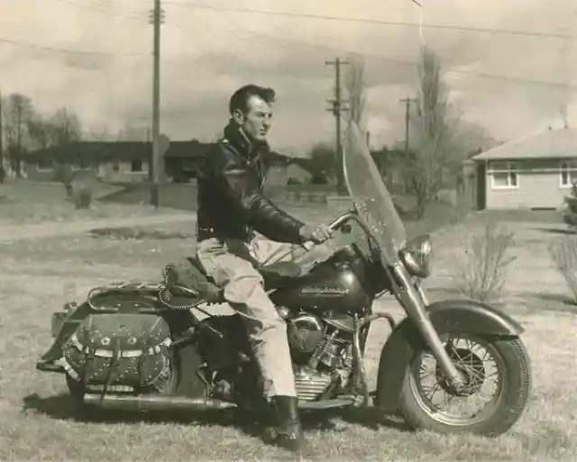 Man Riding Harley – 1955