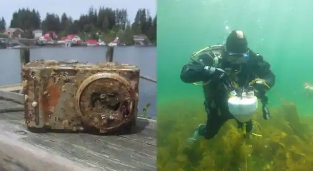 Los buzos encuentran una cámara perdida bajo el agua y algo misterioso les deja perplejos. 