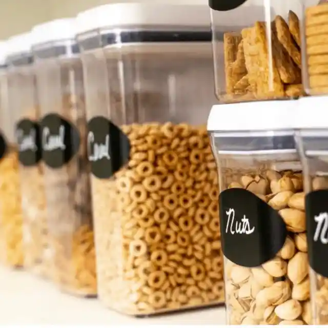 Store dry food in a cereal container or plastic jug