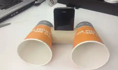 Use cups as speakers to amplify the sound