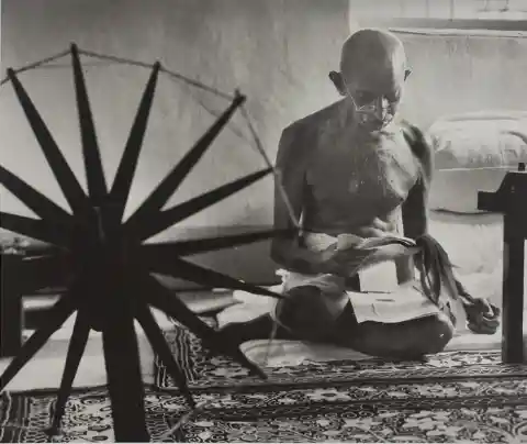 Gandhi And The Spinning Wheel, 1946