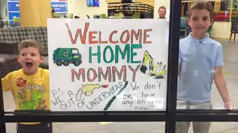 Kids Wait For Their Mother As They Are Out Of Underwear