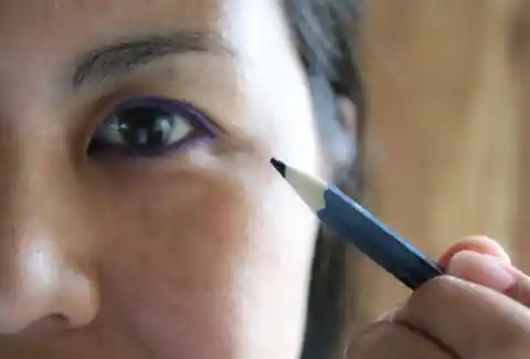 Bright colored pencils as an eyeliner