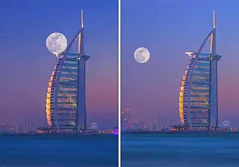 Supermoon Fitting On A Skyscraper