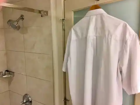 Skip ironing your clothes, hang them in the hot shower