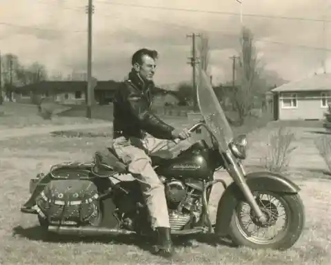 Man riding Harley- 1955