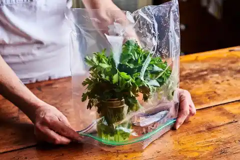 18. Store Your Fresh Herbs Like Flowers