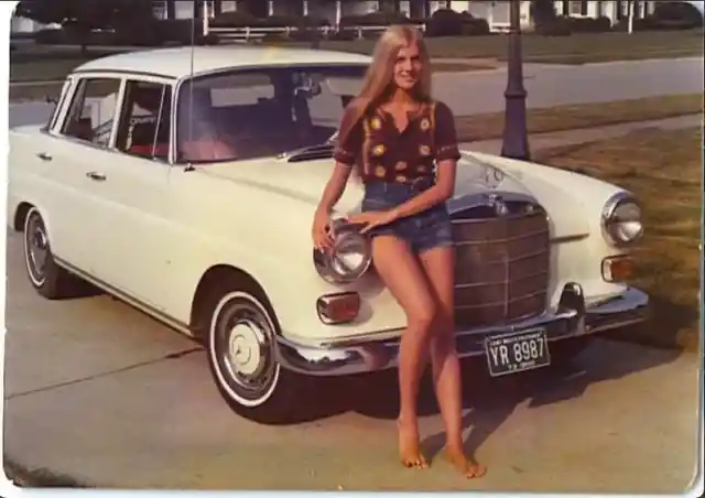 1970s image of a passenger on a Mercedes