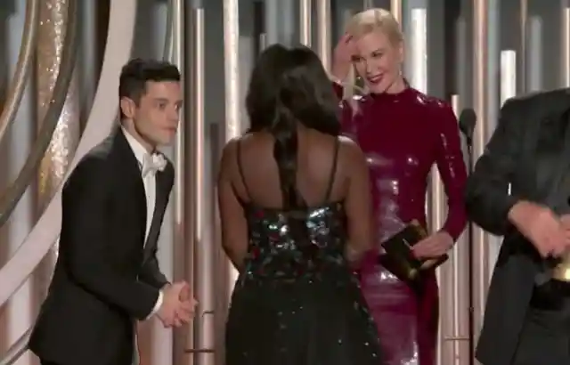 Rami Malek is ignored by Rosemarie Kidman at the 2019 Golden Globes
