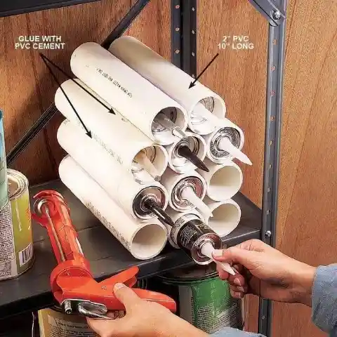 Arrange Caulk Tubes With PVC Pipes